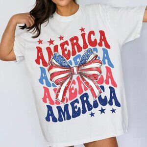 American Flag Shirt, Coquette 4th Of July Shirt, 4th of July sublimation Shirt